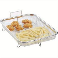Food Grade Stainless Steel Oil Drain Basket Rectangular Drip Tray Fat Control Rack for Barbecue Outdoor Cooking 1pc beige