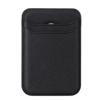 For Magsafe Wallet Strong Magnetic Card Holder Case For iPhone 17 Samsung Carbon Fiber Saffiano Leather Card Dual Slots Pocket black