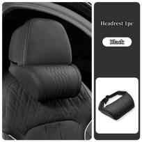 Car Headrest Pillow Lumbar Cushion For Tesla Model Y/3 Napa Leather Breathable Neck Pillow Memory Foam Backrest Lumbar Pillow black