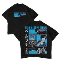 Vintage Persona 3 Makoto Yuki Graphic T shirt Retro Soft Cotton Short Sleeve Oversized Loose Unisex Game Anime Streetwear Tops 3XL black