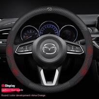 Anglies pluošto zomšos automobilio vairo užvalkalas Mazda 3 5 6 SKYACTIV Axela Atenza CX30 CX5 CX7 CX8 CX9 MX5 RX8 BT50 priedams black