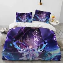 Anime Genshin Impact žaidimo patalynės komplektas berniukams mergaitėms dvigulė karalienės dydžio užvalkalas antklodei pagalvės užvalkalas lovai vaikai suaugę namų tekstilė AU Single 140x210cm