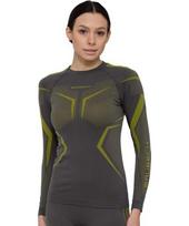 Moteriški ilgomis rankovėmis sportiniai marškinėliai Brubeck Dry LS1736W - Grey/Lime