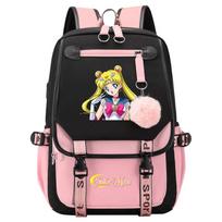Naujas Anime Sailor Moon USB Paauglių Mokyklinis Kuprinė Vyrų ir Moterų Diržinė Atverčiama Kuprinė 45CMX32CMX15CM