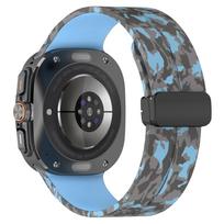 NEW Silicone Strap for Samsung Watch Ultra 47mm Bracelet No Gaps Sport Camouflage Band for Galaxy 7 Ultra Watchband Correa Strap Galaxy Watch7 Ultra žalsvai mėlyna