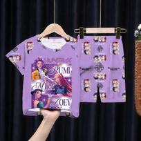 Vasariniai Madingi Trumpomis Rankovėmis Pižamos Medžiotojos Vaikams T-shirt Šortų Rinkiniai Demonų Medžiotojų Kostiumai Vaikų Drabužių Rinkiniai Mergaitėms Pižama 160 gray