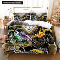 Monster Jam Bedding Set Single Twin Full Queen King Size Monster Jam F1 Bed Set Aldult Kid Bedroom Duvetcover Sets 3D Anime 022 AU Single(140x210cm)