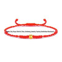 24K Gold Valentine's Red String Bracelet - Woven and Colorful Companion Gift Single Bracelet (Customizable Length) red