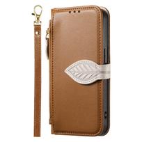 Wallet Flip Case for OnePlus 15 15T 15R Nord 5 CE5 5G with Card Slots,Leaf Design Cover, Detachable Wrist Strap OnePlus Nord 5 šokoladas