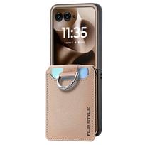 Magnetinė piniginė su kortelių laikikliu, stoveliu, dangteliu, skirta Motorola Razr 60 50 40 Ultra Moto Razr 60 50 40, Retro odinis telefono dėklas Motorola Razr 60 chaki