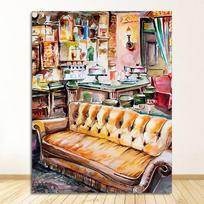 Plakatas Draugai TV laida Dekoracija Spaudinys Juokingi citatos Sienos menas Dekoratyvinis paveikslas Namų dekoras Sitkomo Central Perk Sofa Tapyba 40X60CM No Framed black