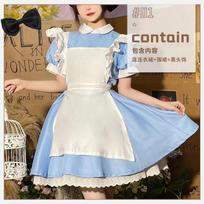 Lolita Dress Maid Apron Fantasia Carnival Halloween Costumes for Women Masquerade Party Alice In Wonderland Cosplay Costume S white