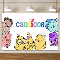 Canticos Cartoon animals Photography Backdrop Decoration Kid Birthday Baby Shower Chicken Photo Grassland Vinyl Photo Booth Prop 150x100cm blue