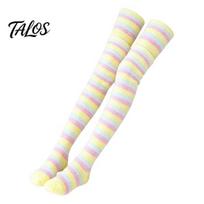 Thigh High Socks 1 Pair Women for Winter, Thickened Coral Fleece Leg Soft Plush Warmer Long Stockings, Fluffy Warm Over Knee Boot Girls Sleeping One Size E white