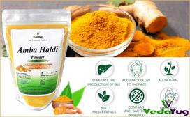 VY VedaYug Amba Haldi Powder | Curcuma Aromatica | Herbal Ubtan for Face Packs, Scrubs & DIY Skincare – 100g orange