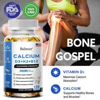 Vegan Calcium 1200mg Vitamin D3 5000IU K2 + B12 - Bone Strengthening Supplement Calcium - Calcium with Vitamin D - For Men and Women