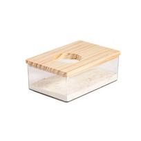 Skaidrus žiurkėno vonios kambarys stačiakampis žiurkėno smėlio dėžė auksiniam lokiui jūrų kiaulytei S-rectangle beige
