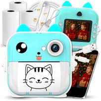 Momentinis skaitmeninis fotoaparatas ir mini spausdintuvas ZeeTech, rožinis, su Bluetooth ir 3 ritinėliais popieriaus