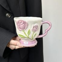 Exquisite and High Quality Tulip Pearl Light Mug Wedding Souvenir High End Feeling for Girls' Office Dormitory 401-500ml gray