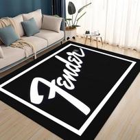3D Retro Fender logotipas Gitara Instrumentai Muzika Kilimas Kilimas Svetainei Miegamajam Namams Sofos Dekoravimas, Vaikams Neslystantis Grindų Kilimėlis 40x60cm( 15x23in ) gray