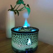 Essential Oil Diffuser with Simulated Flame & Volcano Light Effects, 1 Piece Flame Diffuser with Night Light & Remote Control, S US standard juoda