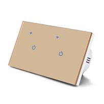 LangYeao 10A Tuya Smart WiFi Wall Switch Tempered Glass 146 Type 2/3/4/5/6/8 Gang Smart Life App Alexa Google 240V with Neutral 86mm*146 mm&EU UK Standard black