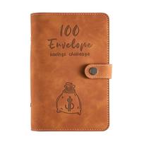 A6 Saddle Stitched Loose-Leaf Budget Money Planner Book 100 Envelopes Fabric Cover Printed Design Stationery Accessories Custom (as the picture,80 Pages&A6) brown
