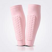 Men's Honeycomb Calf Guard Socks with Anti-Collision Shin Protection for Football and Basketball. white