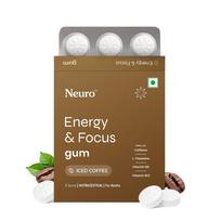 Neuro Energija ir Koncentracija Kramtomoji Gumos - Ledinis Kavos Skonis | Greitas Energijos Antplūdis ir Pagerinta Koncentracija | Natūralus Kofeinas + 60 mg L-Teanino + Vitaminas B6 ir B12 | Be Pridėtinio