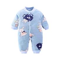 Šiltas flanelinis naujagimio kombinezonas Jumpsuit Mielas ir jaukus kūdikio drabužių komplektas Blue,59 white