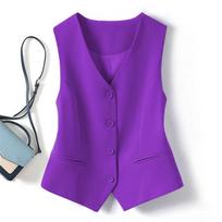 suit, vest, women's small vest, new slim-fitting outer cover, stacked wear women's vest, purple short vest. S purple