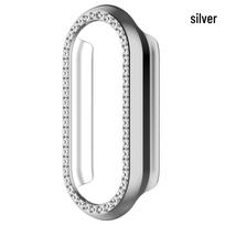 Xiaomi Smart Band 10 Rhinestone Hollow Protective Case: Semi-Enclosed PC Cover with Single Diamond Design Xiaomi Smart Band 8 Pro white