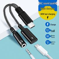 USB-C to 3.5mm Headphone Adapter with PD60W Fast Charging and Audio Support 60W Gunmetal