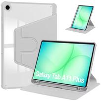 For Samsung Galaxy Tab A11 Plus 11 Inch 360° Rotating Acrylic Case Transparent Shockproof Cover With Pen Slot blue