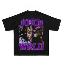 Juice Wrld 999 Print T‑Shirt Rapper Vintage Portrait Graphic Unisex Oversized Loose Short Sleeve Tee Soft Cotton Hip Hop Fans Casual Streetwear Tops S gray