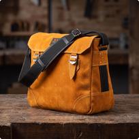 Leather Tool Bag with Shoulder Strap HeavyDuty for Tradespeople, brown