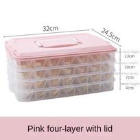 4 sluoksnių maisto laikymo konteineris Skaidri maisto konservavimo dėžutė virtuvei ir šaldytuvui Koldūnų dėžutė Gerai sandari 4 layers rožinė