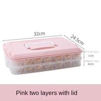 4 sluoksnių maisto laikymo konteineris Skaidri maisto konservavimo dėžutė virtuvei ir šaldytuvui Koldūnų dėžutė Gerai sandari 2 layers rožinė
