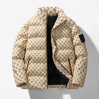 Cross2025 Men's Autumn/Winter Hooded Windproof Padded Jacket - Thick, Warm, and Fashionable. Large chaki
