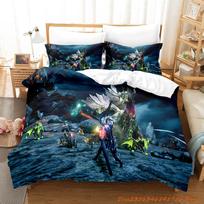 Personelity Monster Hunter Rise Bedding Set Cartoon Anime Three-Piece Set Adult Kid Bedroom Three-Piece Suits 3D Game Monst 150*200cm 3pcs
