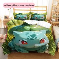 Bulbasaur rašto patalynė Namų dekoracija Gimtadienio dovana (1 * antklodės užvalkalas + 2 * pagalvės užvalkalai, be šerdies) 135x200cm beige