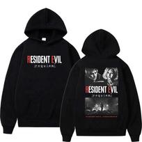 2026 Resident Evil 4 Leon Kennedy Spausdintas Hoodie Unisex Vintažinės Mados Per dydį Džemperis Y2k Unisex Gotikiniai Drabužiai Puloveriai su Gobtuvu S juoda