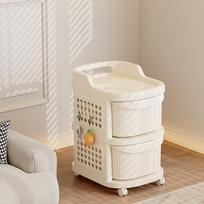 Movable Cream Storage Rack: Small Trolley with Drawer for Toys & Snacks beige