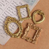 16pcs Mini Picture Frames Baroque Style Miniature Model Picture Frame Art Decorative Photography Background Prop DIY Phone Case brown