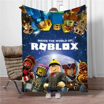 3D RR-Robloxs Animacinis Žaidimas Flanelinis pledas, Minkštas apklotas namams Miegamajam Lovai Sofai Piknikui Kelionei Biurui Vaikų Dovanos 75cmx90cm blue