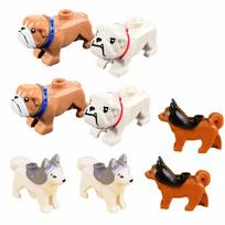 MOC Animal Building Blocks Set Police Dog, Husky, Bulldog Monkey swan Flamingo Panda DIY Mini Bricks Toy Gift beige