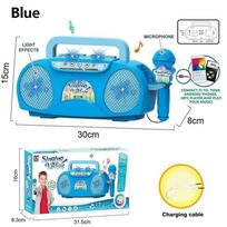 Music Instrument Microphone Karaoke Machine With Light Indoor Outdoor Travel Educational Toy Gifts For Kids Girls Children Toy blue