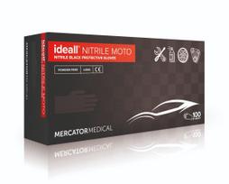 Vienkartinės nitrilinės pirštinės Mercator Ideall MOTO Juodos storos
