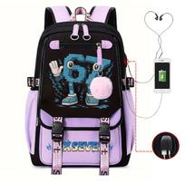 Cartoon Six Seven Italian Brainrot Funn Game Backpack College Girls Boys 67 Design Theme Back Pack Fashion USB Charging Bookbags black