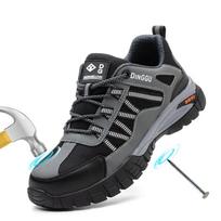 Safety Work Boots Steel Toe Anti-smash Anti-puncture Work Shoes for Men Women,Lightweight Breathable Non-slip Wear Resistant Rubber Sole 48 pilka